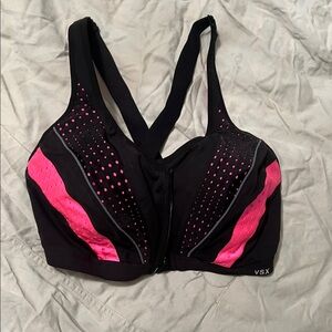 VSX Black and Pink Sports Bra with Zip Front